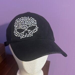 Harley-Davidson Black Cap with Rhinestone Skull Design